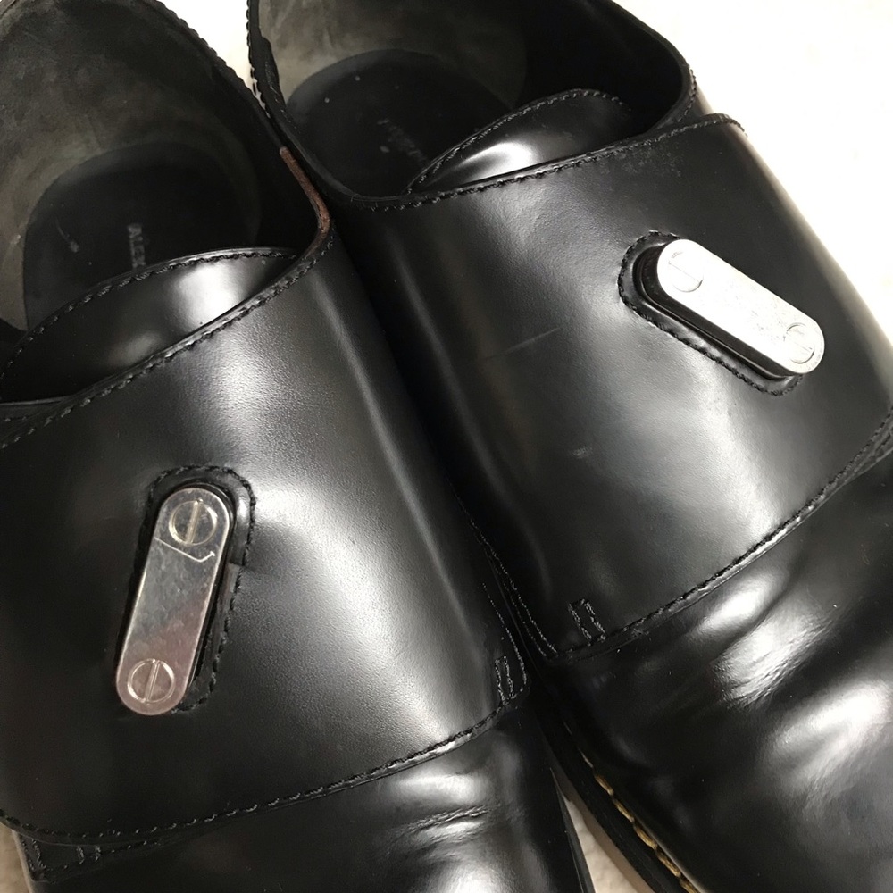 ALEXANDER WANG “Dillon” Twist Lock Leather Platform Creeper Black Gloss Leather - Picture 12 of 14